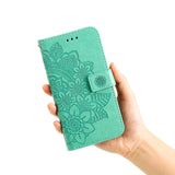 For-Xiaomi-Redmi-15-4G-(EU)-(171mm)-Case-Floral-Pattern-PU-Leather-Wallet-Stand-Phone-Cover-Green