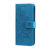 For-Xiaomi-Redmi-15-4G-(EU)-(171mm)-Case-Floral-Pattern-PU-Leather-Wallet-Stand-Phone-Cover-Blue