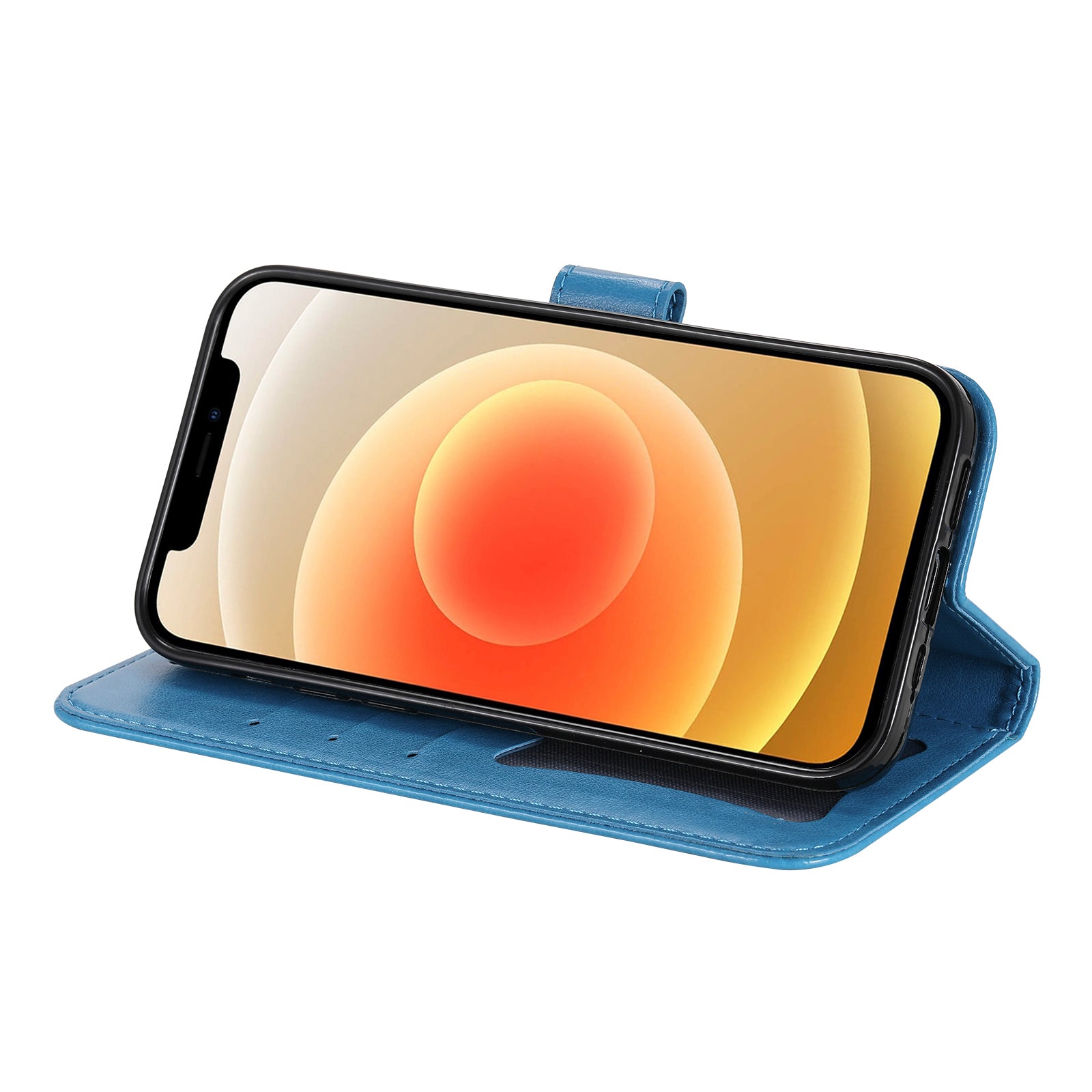 For-Xiaomi-Redmi-15-4G-(EU)-(171mm)-Case-Floral-Pattern-PU-Leather-Wallet-Stand-Phone-Cover-Blue