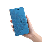 For-Xiaomi-Redmi-15-4G-(EU)-(171mm)-Case-Floral-Pattern-PU-Leather-Wallet-Stand-Phone-Cover-Blue