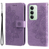 For-Xiaomi-Redmi-15-4G-(EU)-(171mm)-Case-Floral-Pattern-PU-Leather-Wallet-Stand-Phone-Cover-Purple