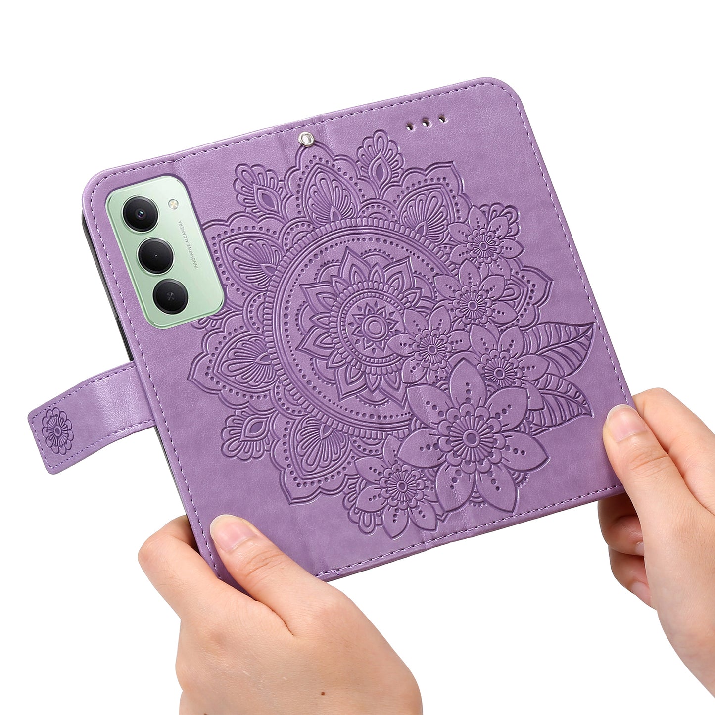 For-Xiaomi-Redmi-15-4G-(EU)-(171mm)-Case-Floral-Pattern-PU-Leather-Wallet-Stand-Phone-Cover-Purple