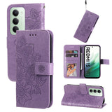 For-Xiaomi-Redmi-15-4G-(EU)-(171mm)-Case-Floral-Pattern-PU-Leather-Wallet-Stand-Phone-Cover-Purple