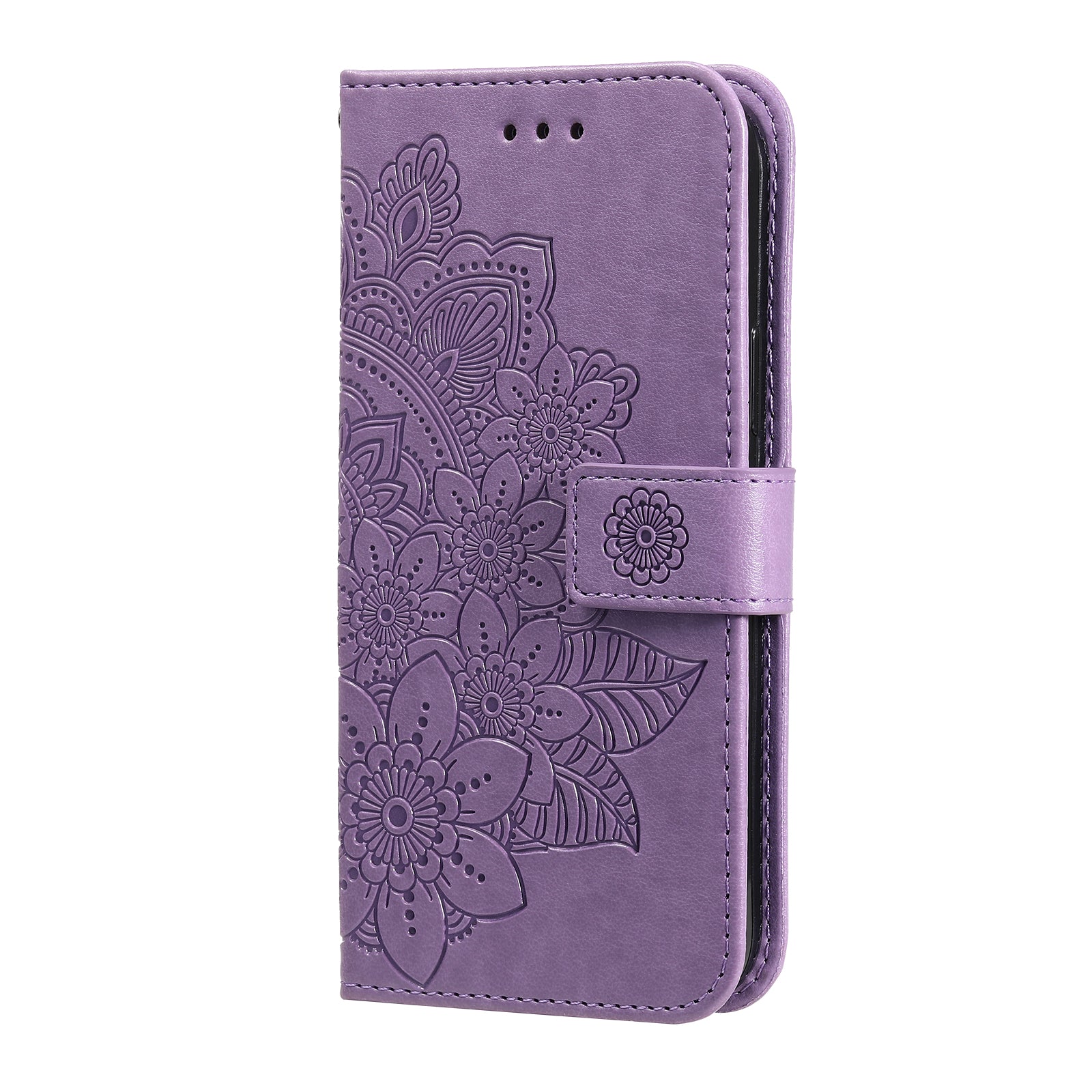 For-Xiaomi-Redmi-15-4G-(EU)-(171mm)-Case-Floral-Pattern-PU-Leather-Wallet-Stand-Phone-Cover-Purple
