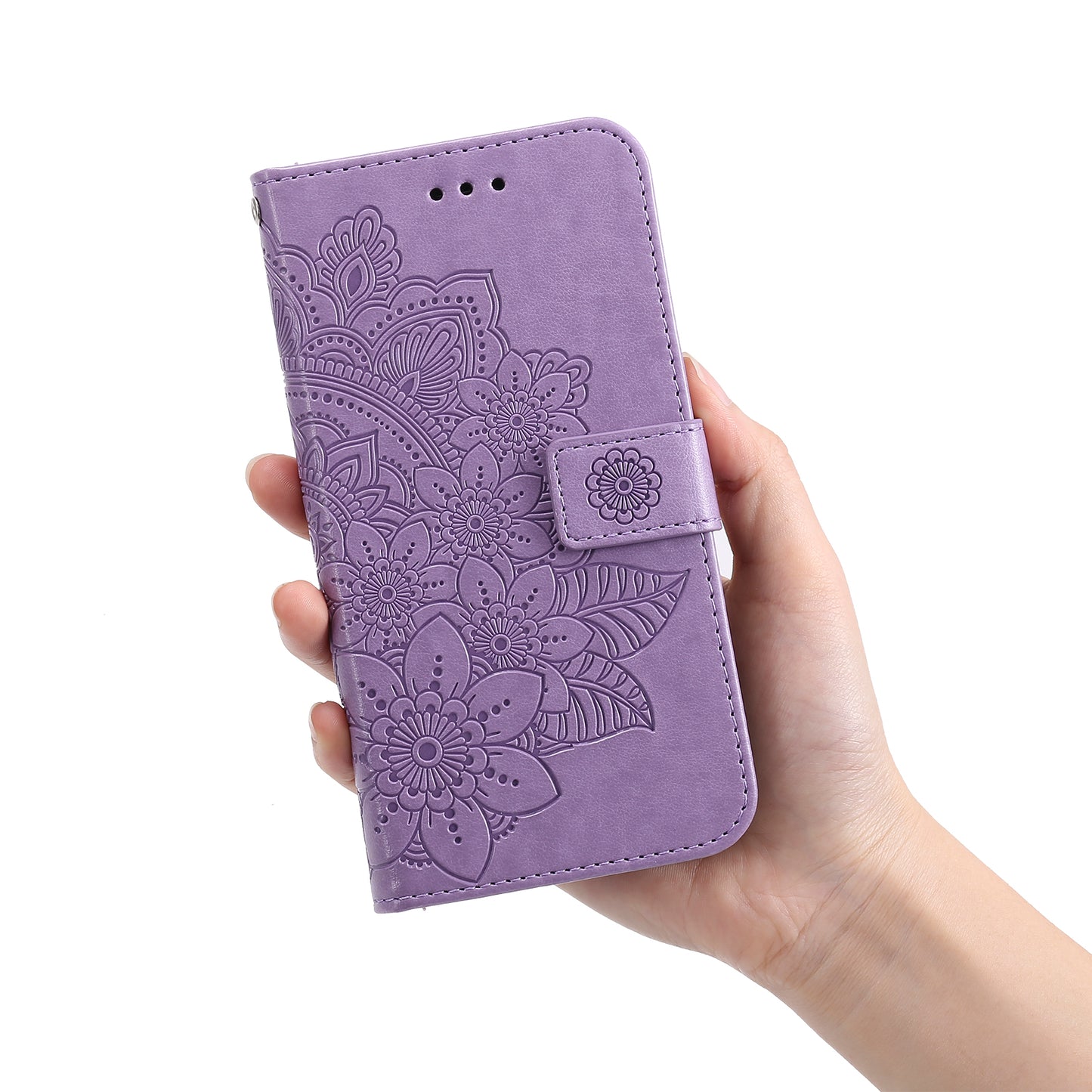 For-Xiaomi-Redmi-15-4G-(EU)-(171mm)-Case-Floral-Pattern-PU-Leather-Wallet-Stand-Phone-Cover-Purple