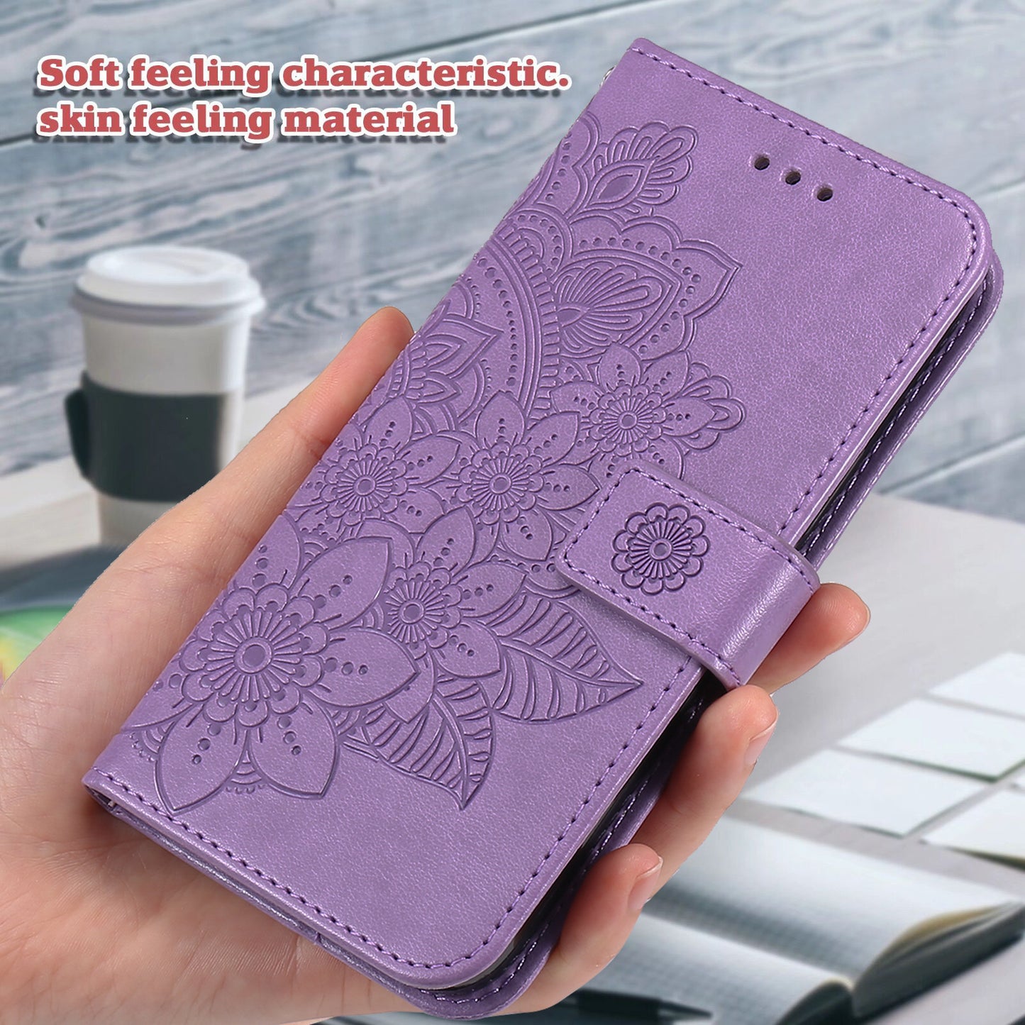 For-Xiaomi-Redmi-15-4G-(EU)-(171mm)-Case-Floral-Pattern-PU-Leather-Wallet-Stand-Phone-Cover-Purple