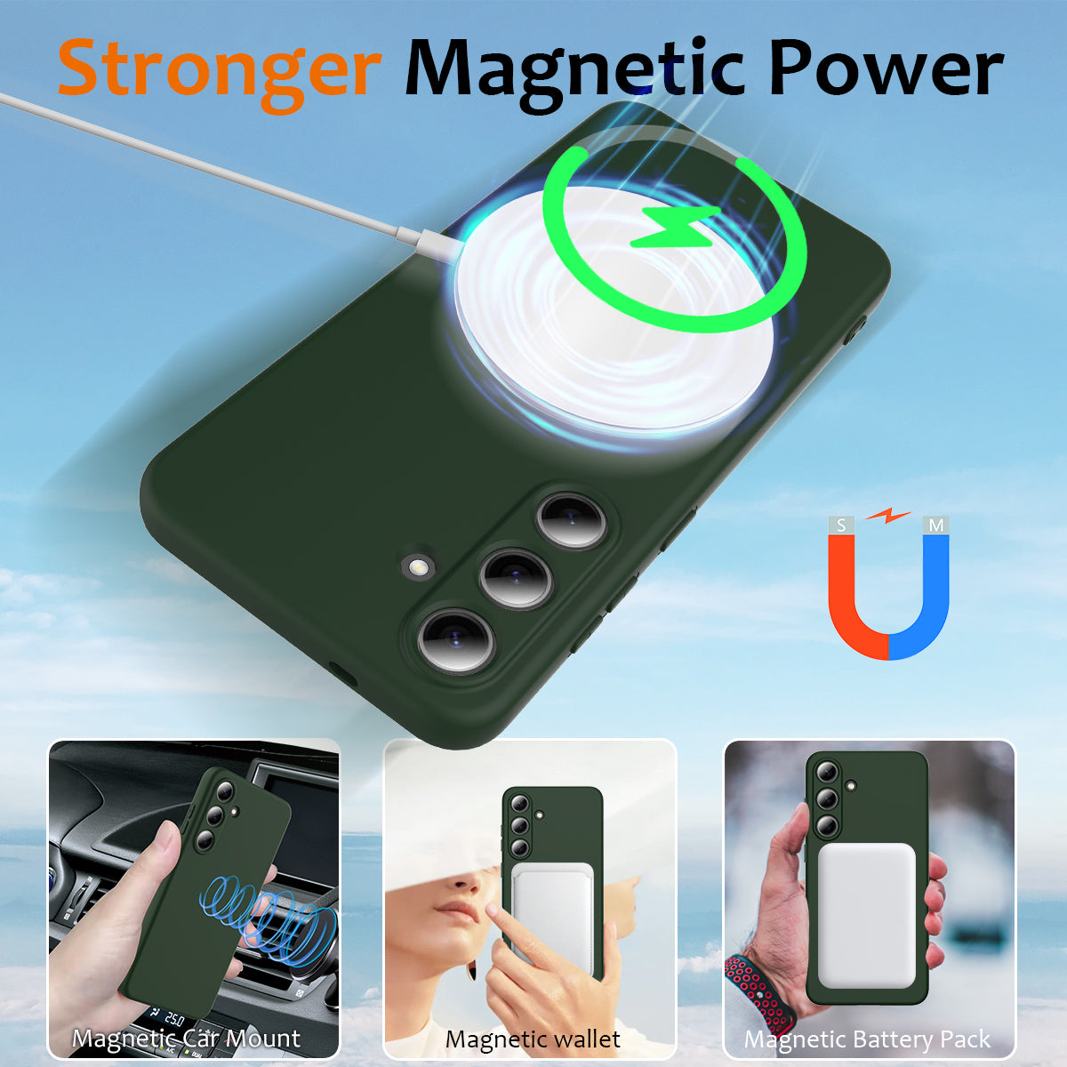 For-Samsung-Galaxy-S25-FE-Case-Compatible-with-MagSafe-Anti-Drop-Liquid-Silicone-Phone-Cover-Dark-Green