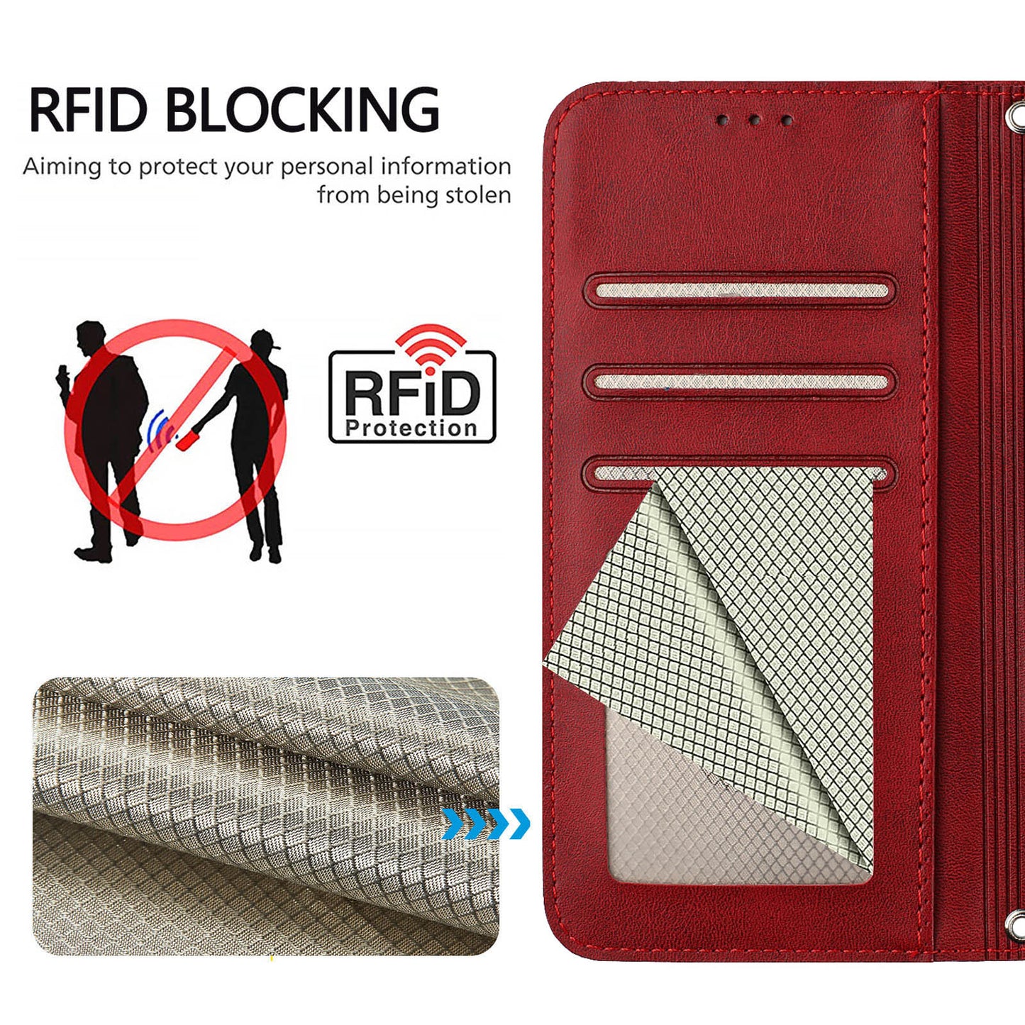 For-Xiaomi-Redmi-15-5G-(Global)-(169mm)-Wallet-Case-RFID-Blocking-Calf-Texture-Leather-Stand-Phone-Cover-with-Strap-Wine-Red