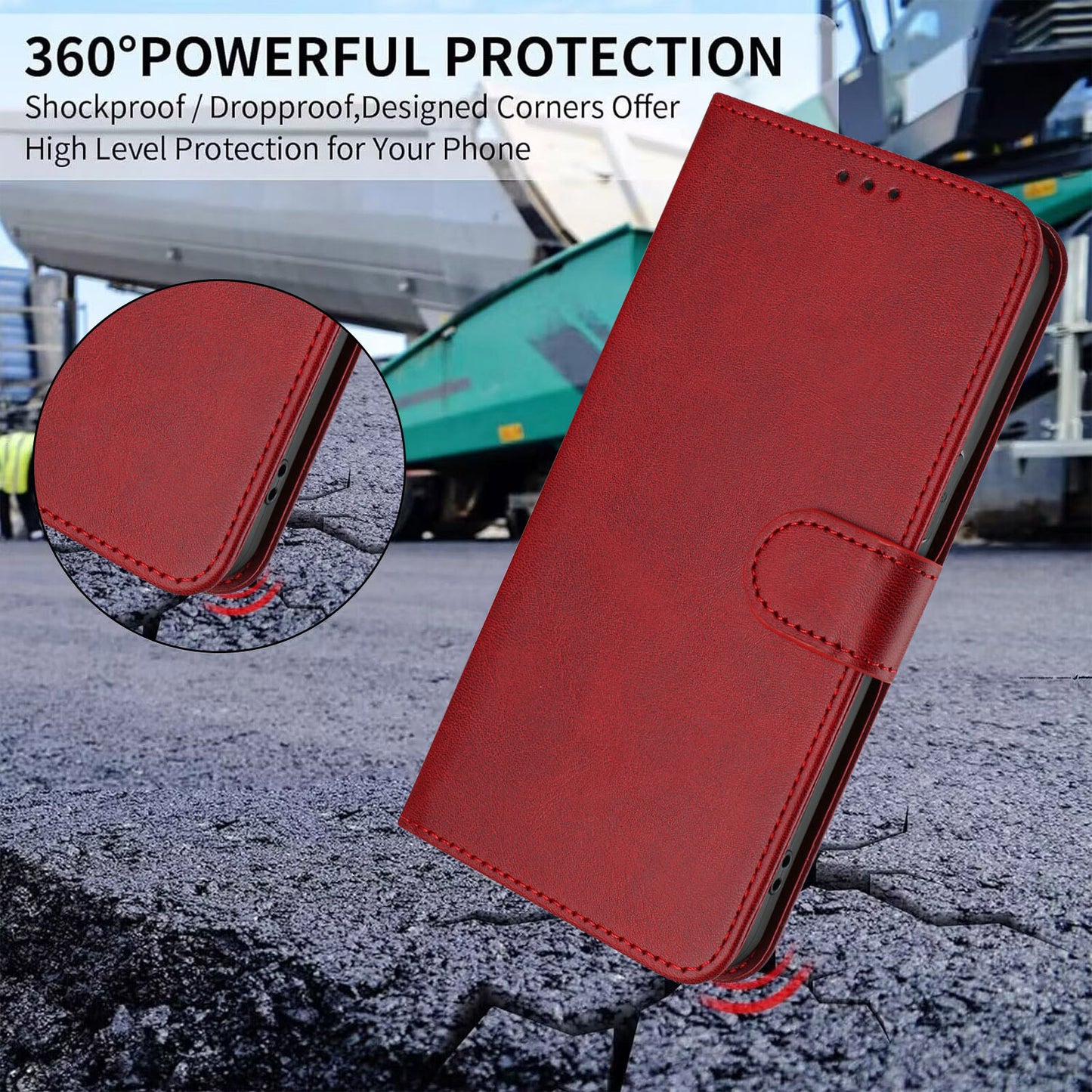 For-Xiaomi-Redmi-15-5G-(Global)-(169mm)-Wallet-Case-RFID-Blocking-Calf-Texture-Leather-Stand-Phone-Cover-with-Strap-Wine-Red