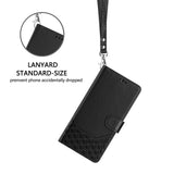 For-Xiaomi-Redmi-15-5G-(Global)-(169mm)-Case-Imprinted-Honeycomb-RFID-Blocking-Leather-Phone-Cover-with-Strap-Black