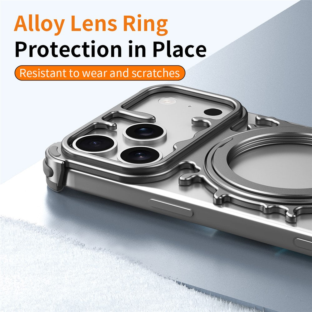 Glacier-Series-for-iPhone-17-Pro-Max-Bumper-Case-Rotating-Kickstand-Metal-Phone-Cover-Compatible-with-MagSafe-Dark-Grey