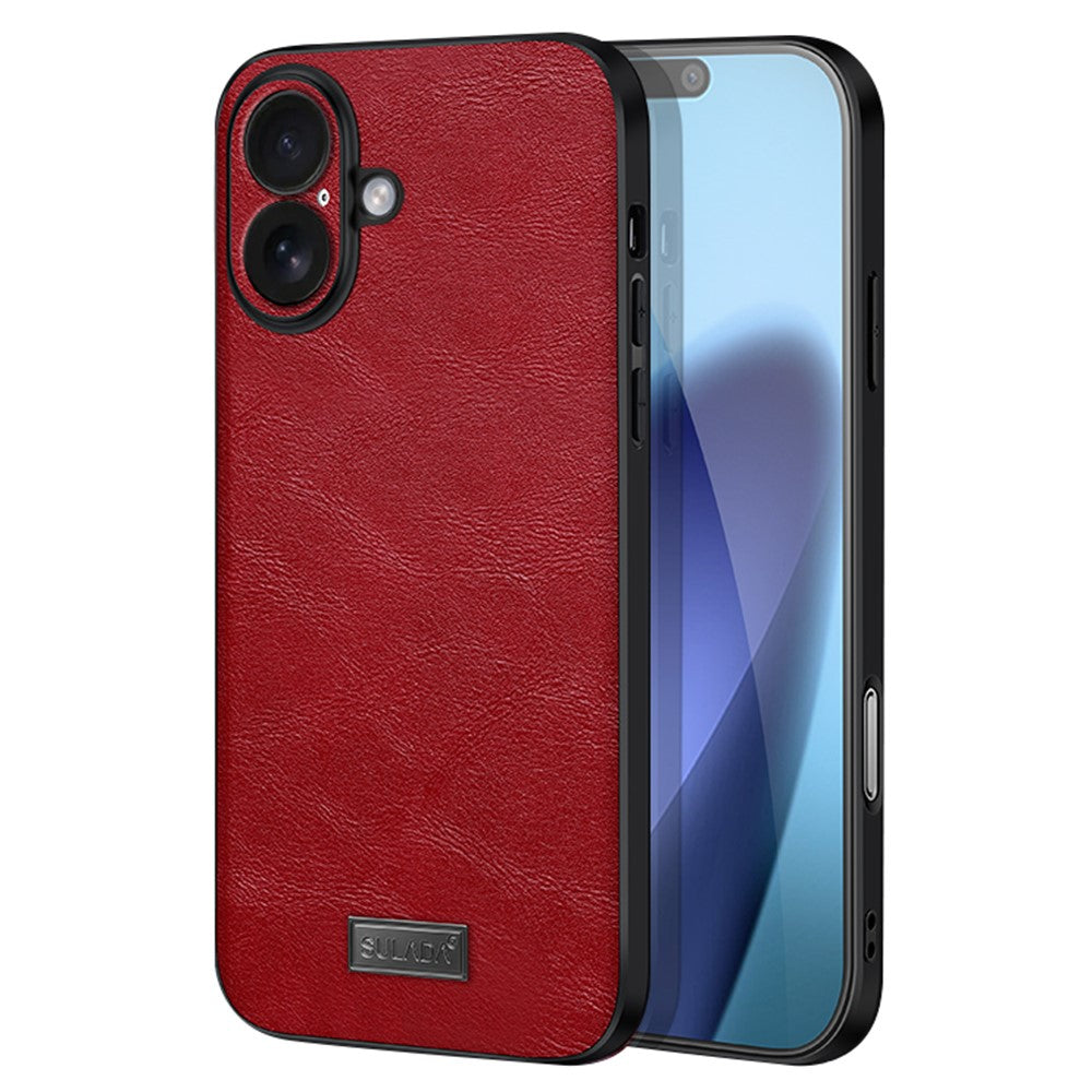 SULADA-For-iPhone-17-Case-PU-Leather-+-TPU-+-PC-Back-Phone-Cover-Red