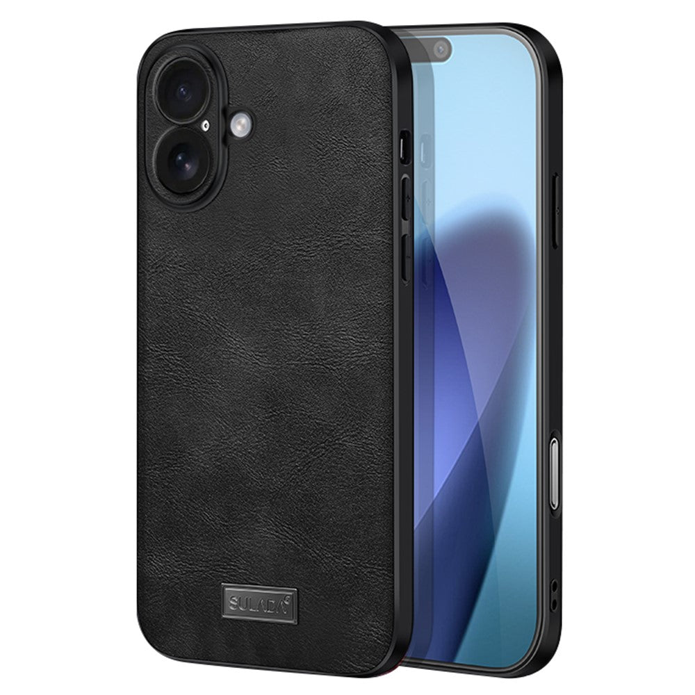 SULADA-For-iPhone-17-Case-PU-Leather-+-TPU-+-PC-Back-Phone-Cover-Black