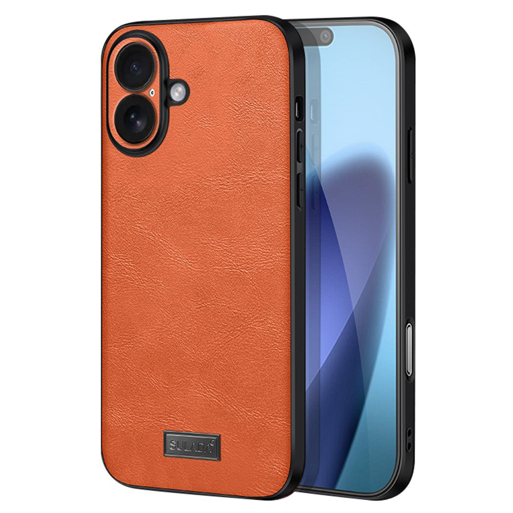 SULADA-For-iPhone-17-Case-PU-Leather-+-TPU-+-PC-Back-Phone-Cover-Orange