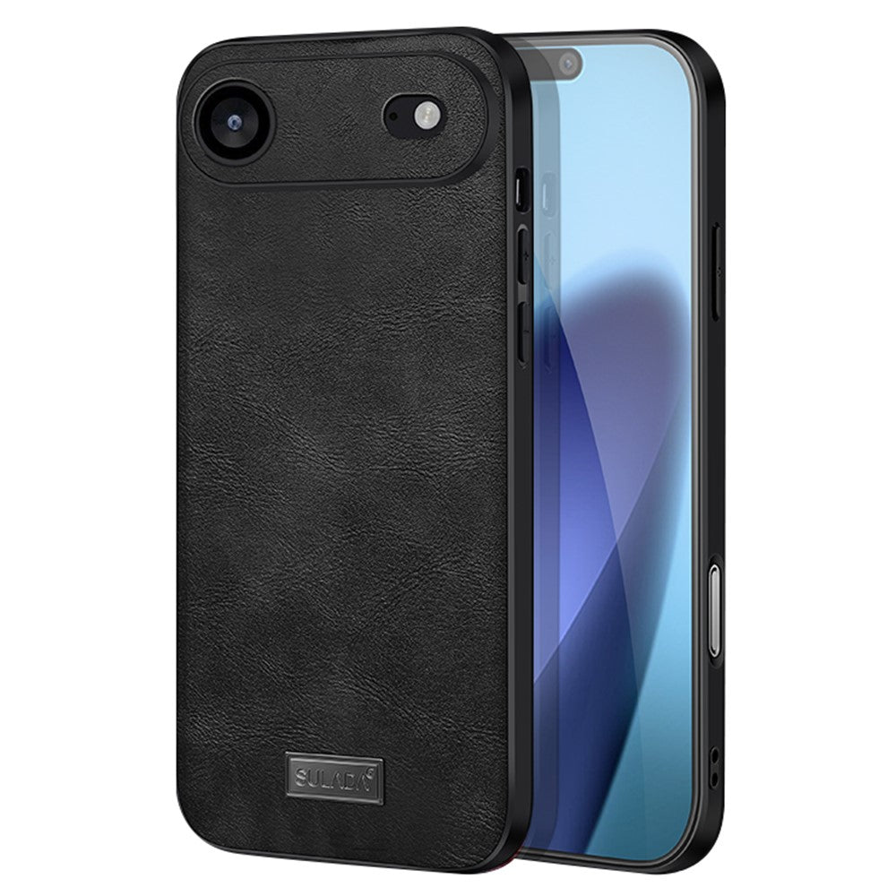 SULADA-For-iPhone-Air-Case-PU-Leather-+-TPU-+-PC-Back-Phone-Cover-Black