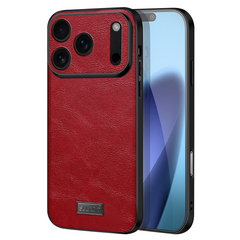 SULADA-For-iPhone-17-Pro-Max-Case-PU-Leather-+-TPU-+-PC-Back-Phone-Cover-Red