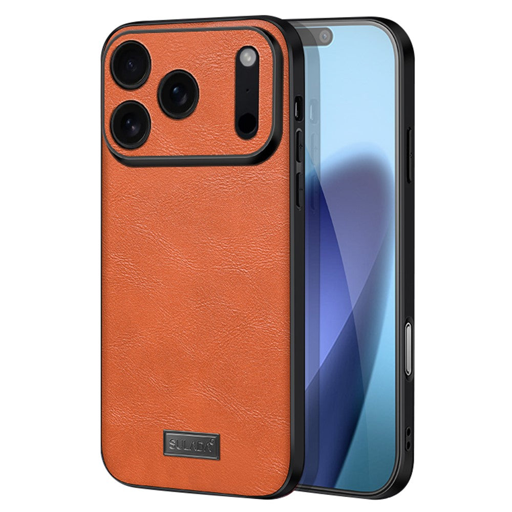 SULADA-For-iPhone-17-Pro-Max-Case-PU-Leather-+-TPU-+-PC-Back-Phone-Cover-Orange