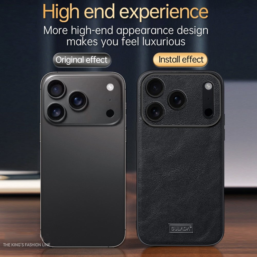 SULADA-For-iPhone-17-Pro-Max-Case-PU-Leather-+-TPU-+-PC-Back-Phone-Cover-Orange