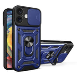 AMORUS-Kickstand-Case-for-iPhone-16-PC-+-TPU-Phone-Cover-with-Camera-Lens-Slider-Blue