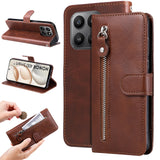 For-Honor-400-Smart-5G-/-4G-/-X7d-4G-PU-Leather-Cases-with-Zipper-Pocket-Wallet-Phone-Cover-Stand-Brown