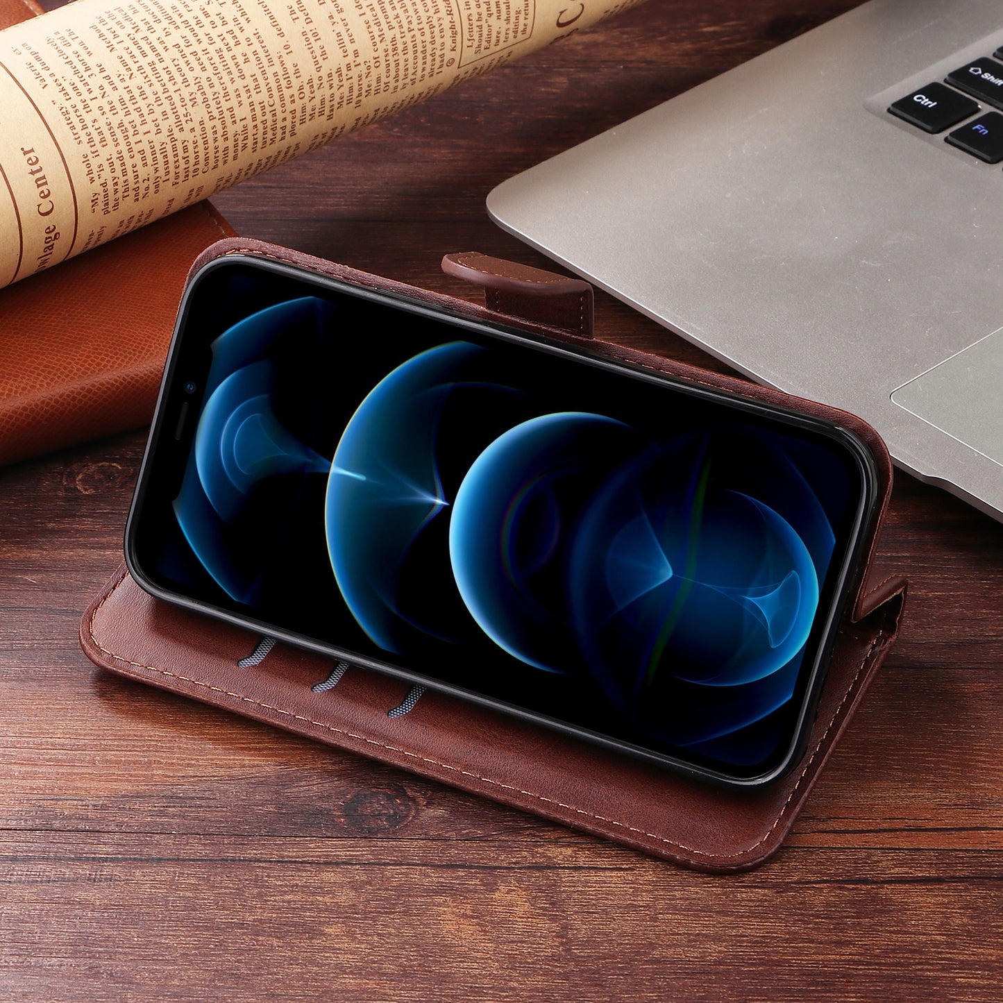 For-Honor-400-Smart-5G-/-4G-/-X7d-4G-PU-Leather-Cases-with-Zipper-Pocket-Wallet-Phone-Cover-Stand-Brown