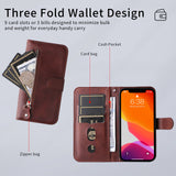 For-Honor-400-Smart-5G-/-4G-/-X7d-4G-PU-Leather-Cases-with-Zipper-Pocket-Wallet-Phone-Cover-Stand-Brown