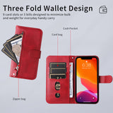 For-Xiaomi-Redmi-15-5G-(Global)-(169mm)-PU-Leather-Cases-with-Zipper-Pocket-Wallet-Phone-Cover-Stand-Red