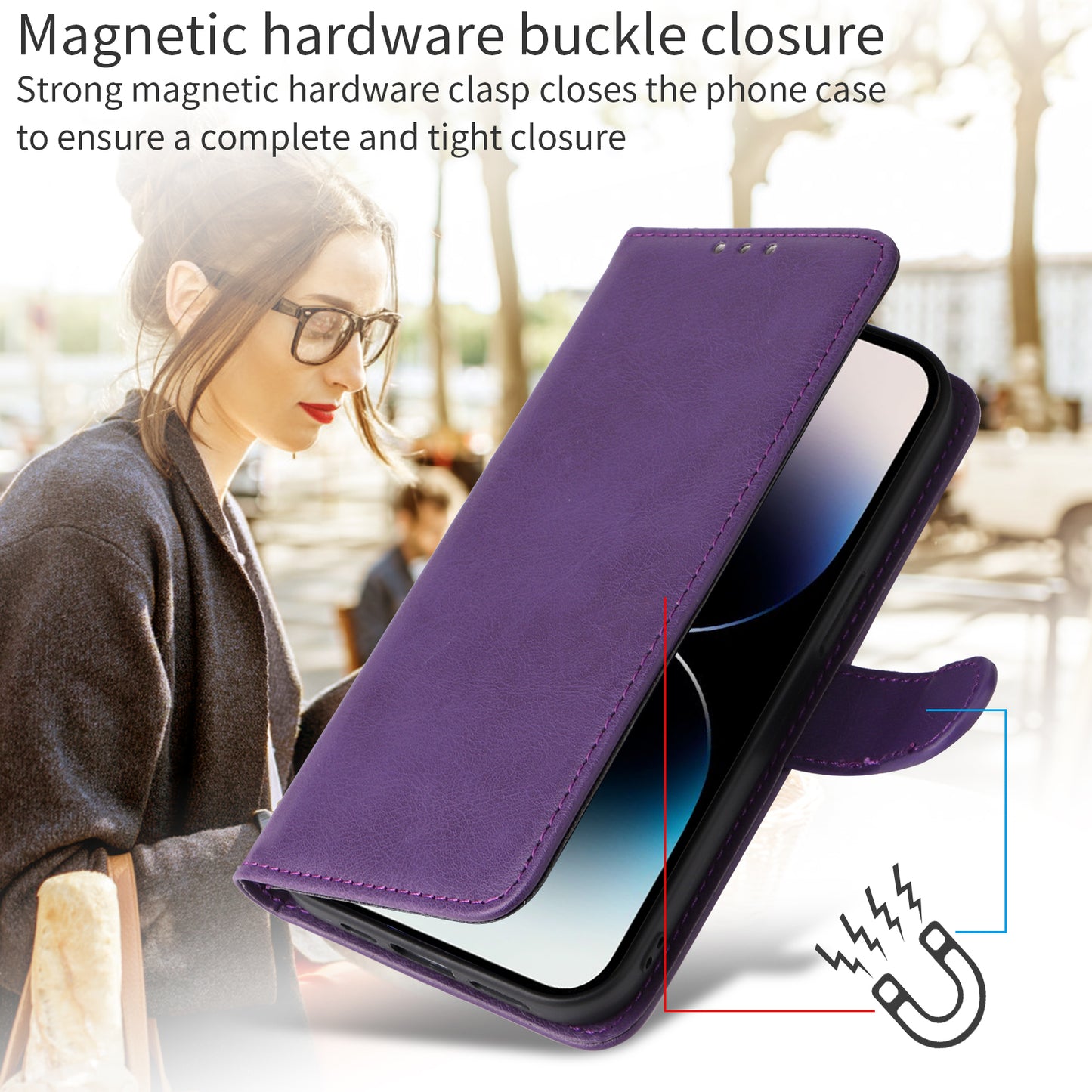 For-iPhone-17-Pro-Case-2-in-1-Detachable-Magnetic-Leather-Wallet-Mobile-Cover-with-Strap-Purple