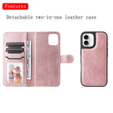 For-iPhone-17-Case-2-in-1-Detachable-Magnetic-Leather-Wallet-Mobile-Cover-with-Strap-Rose-Gold
