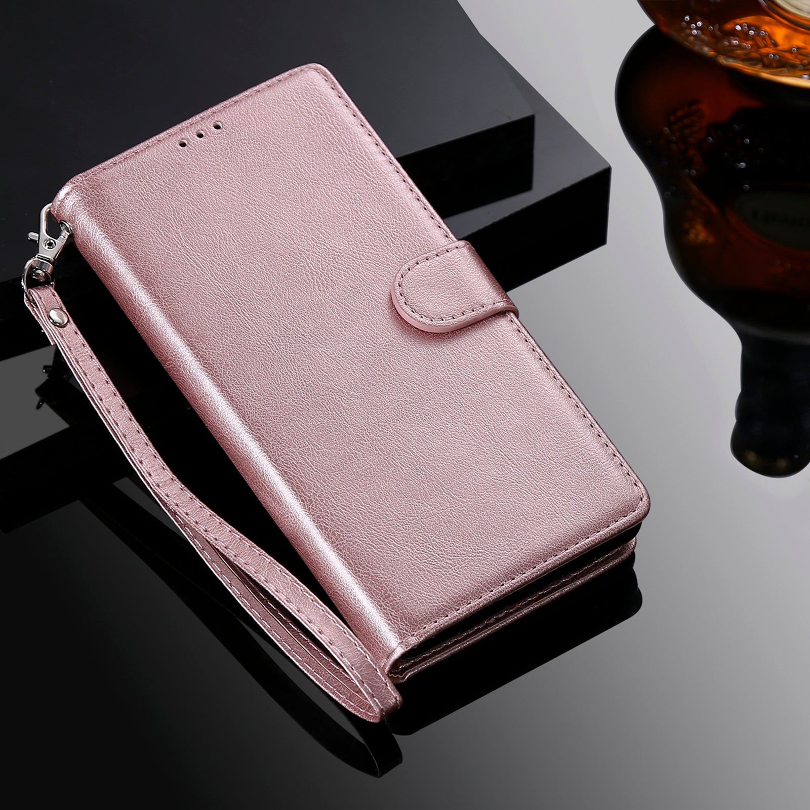 For-iPhone-17-Case-2-in-1-Detachable-Magnetic-Leather-Wallet-Mobile-Cover-with-Strap-Rose-Gold