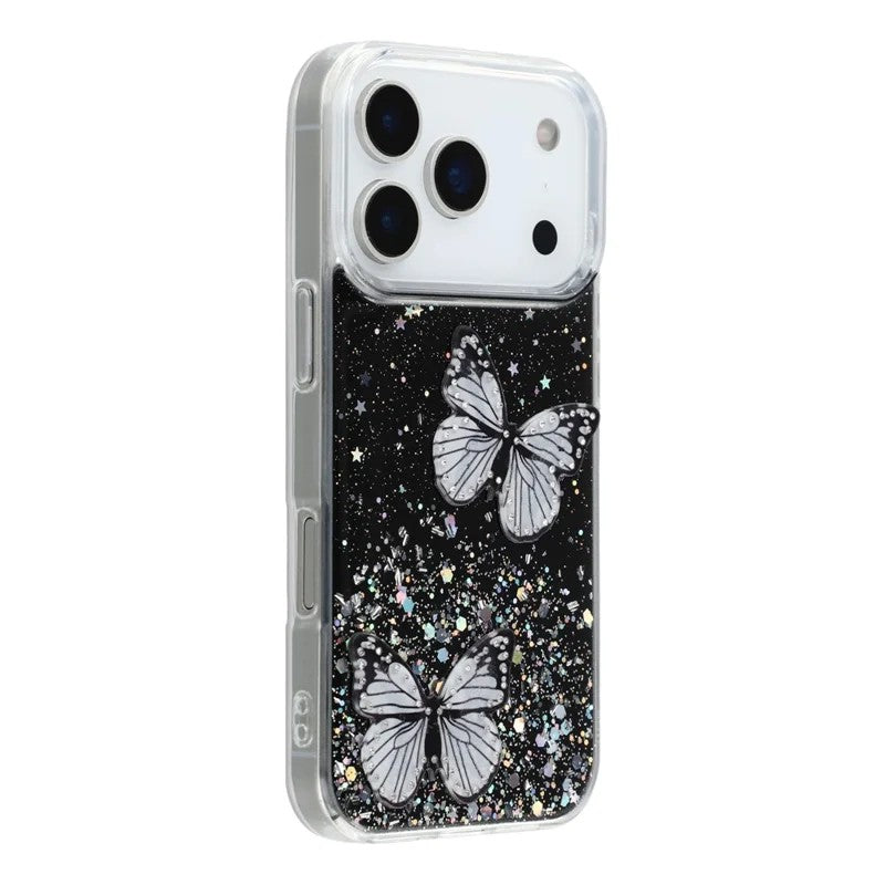 For-iPhone-17-Pro-Max-TPU-Case-WANLONFENG-AW-Series-PVC-Butterfly-Epoxy-Phone-Cover-with-HD-Film-Black