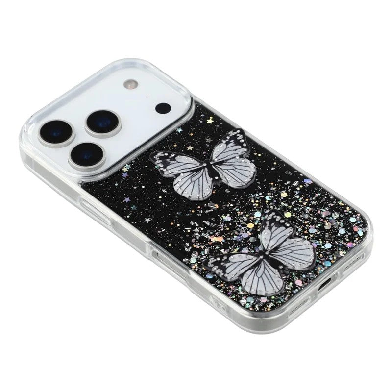 For-iPhone-17-Pro-Max-TPU-Case-WANLONFENG-AW-Series-PVC-Butterfly-Epoxy-Phone-Cover-with-HD-Film-Black