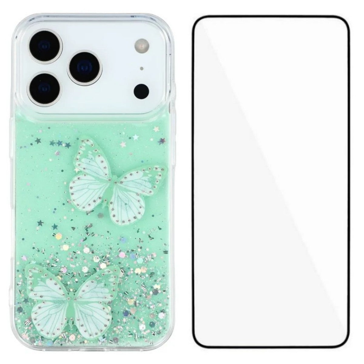 For-iPhone-17-Pro-Max-TPU-Case-WANLONFENG-AW-Series-PVC-Butterfly-Epoxy-Phone-Cover-with-HD-Film-Green