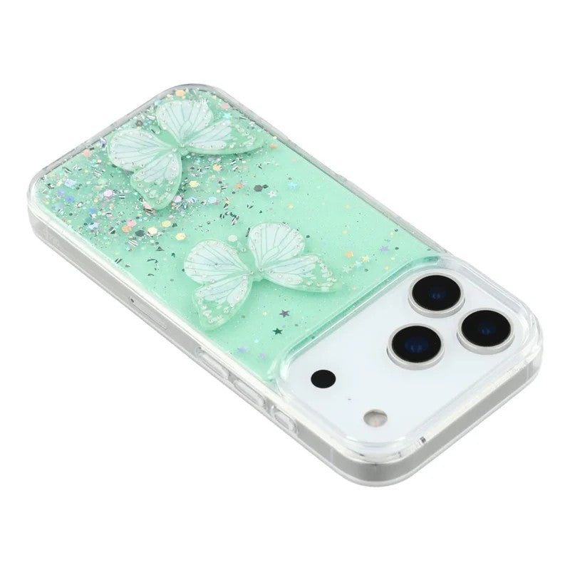 For-iPhone-17-Pro-Max-TPU-Case-WANLONFENG-AW-Series-PVC-Butterfly-Epoxy-Phone-Cover-with-HD-Film-Green