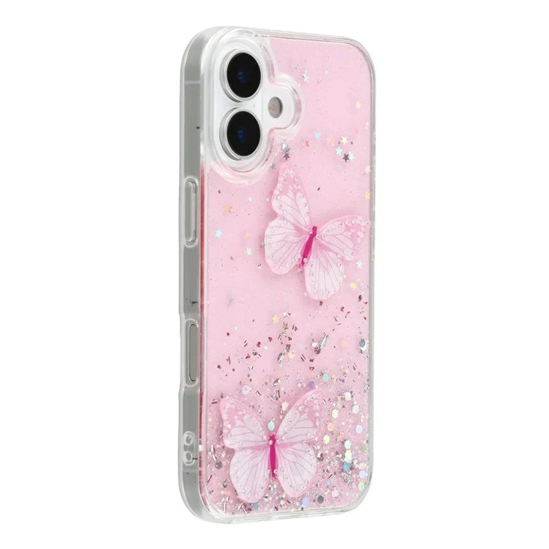 For-iPhone-17-TPU-Case-WANLONFENG-AW-Series-PVC-Butterfly-Epoxy-Phone-Cover-with-HD-Film-Pink