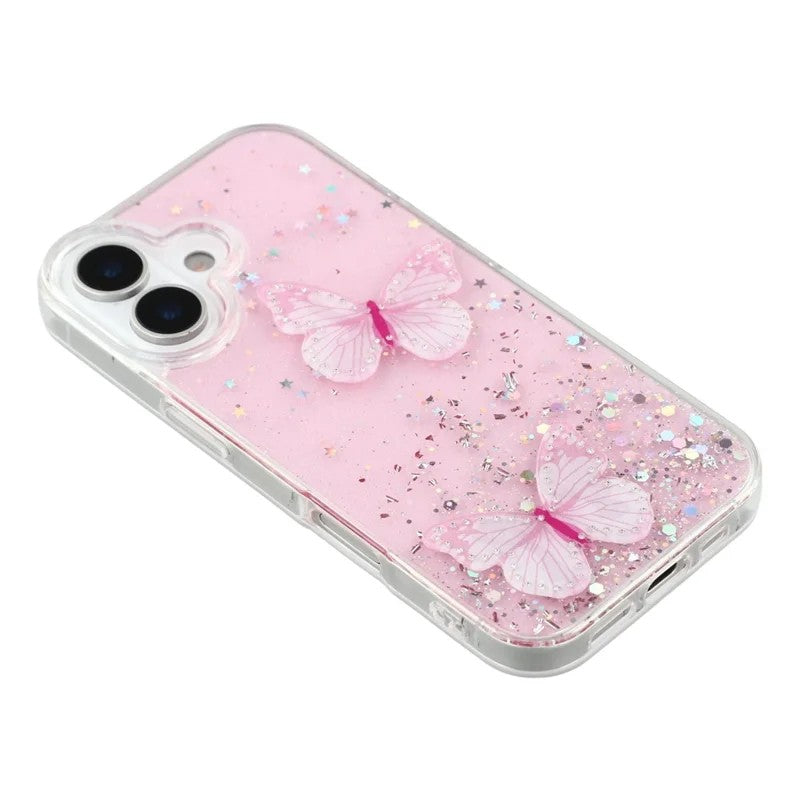 For-iPhone-17-TPU-Case-WANLONFENG-AW-Series-PVC-Butterfly-Epoxy-Phone-Cover-with-HD-Film-Pink