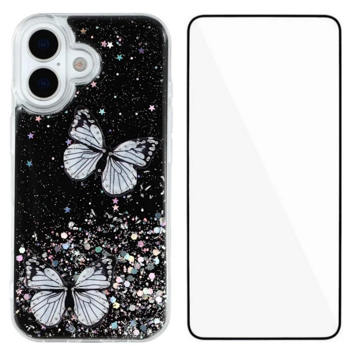 For-iPhone-17-TPU-Case-WANLONFENG-AW-Series-PVC-Butterfly-Epoxy-Phone-Cover-with-HD-Film-Black