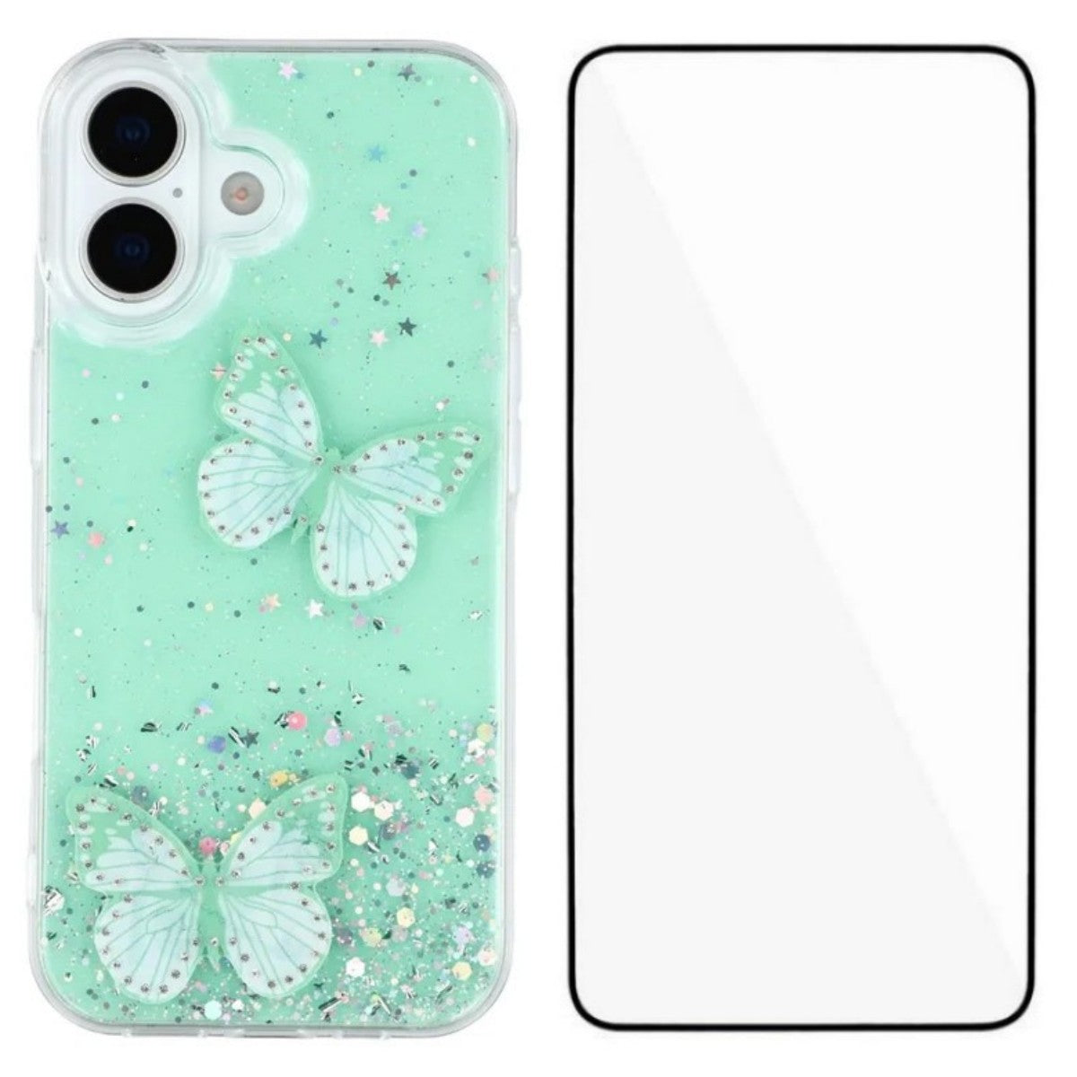For-iPhone-17-TPU-Case-WANLONFENG-AW-Series-PVC-Butterfly-Epoxy-Phone-Cover-with-HD-Film-Green