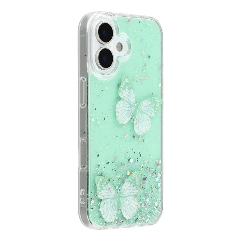 For-iPhone-17-TPU-Case-WANLONFENG-AW-Series-PVC-Butterfly-Epoxy-Phone-Cover-with-HD-Film-Green