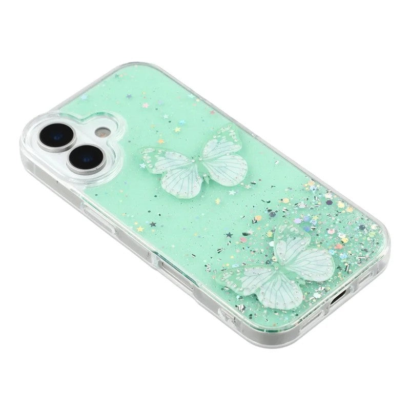 For-iPhone-17-TPU-Case-WANLONFENG-AW-Series-PVC-Butterfly-Epoxy-Phone-Cover-with-HD-Film-Green