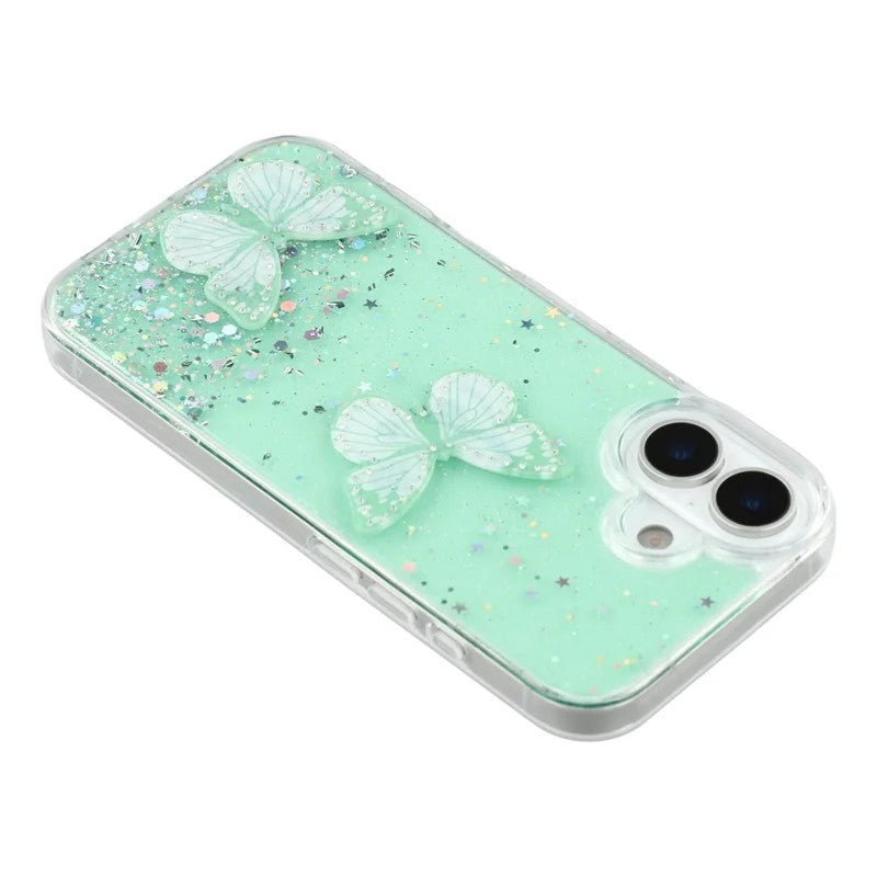 For-iPhone-17-TPU-Case-WANLONFENG-AW-Series-PVC-Butterfly-Epoxy-Phone-Cover-with-HD-Film-Green