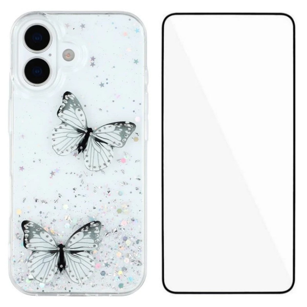 For-iPhone-17-TPU-Case-WANLONFENG-AW-Series-PVC-Butterfly-Epoxy-Phone-Cover-with-HD-Film-White