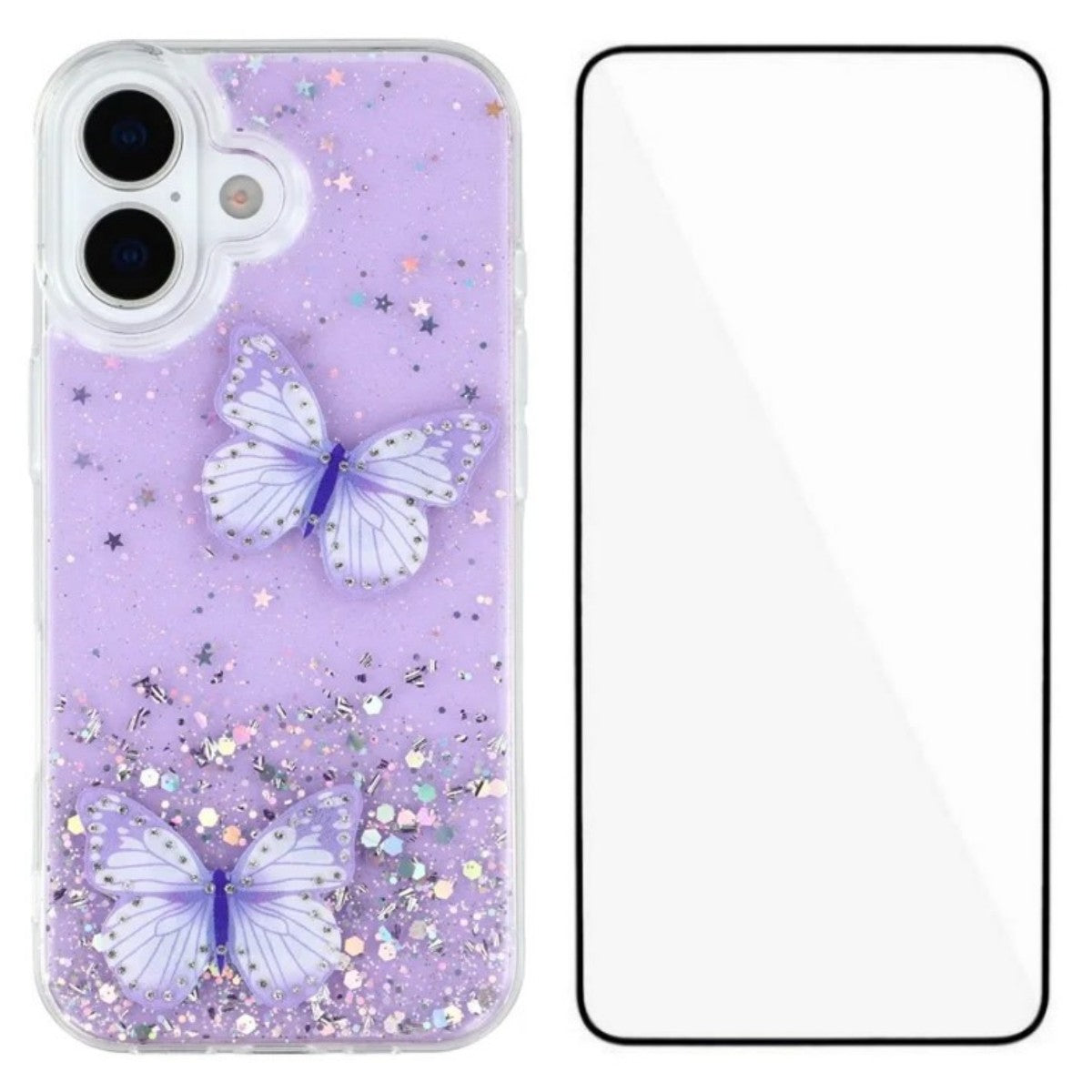 For-iPhone-17-TPU-Case-WANLONFENG-AW-Series-PVC-Butterfly-Epoxy-Phone-Cover-with-HD-Film-Purple