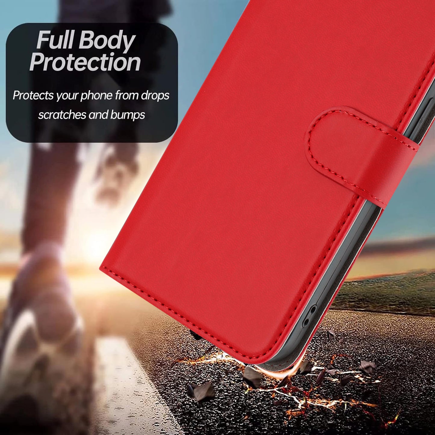 For-iPhone-17-Pro-Max-Leather-Case-Solid-Color-Phone-Cover-with-Wallet-Red