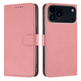For-iPhone-17-Pro-Max-Leather-Case-Solid-Color-Phone-Cover-with-Wallet-Pink
