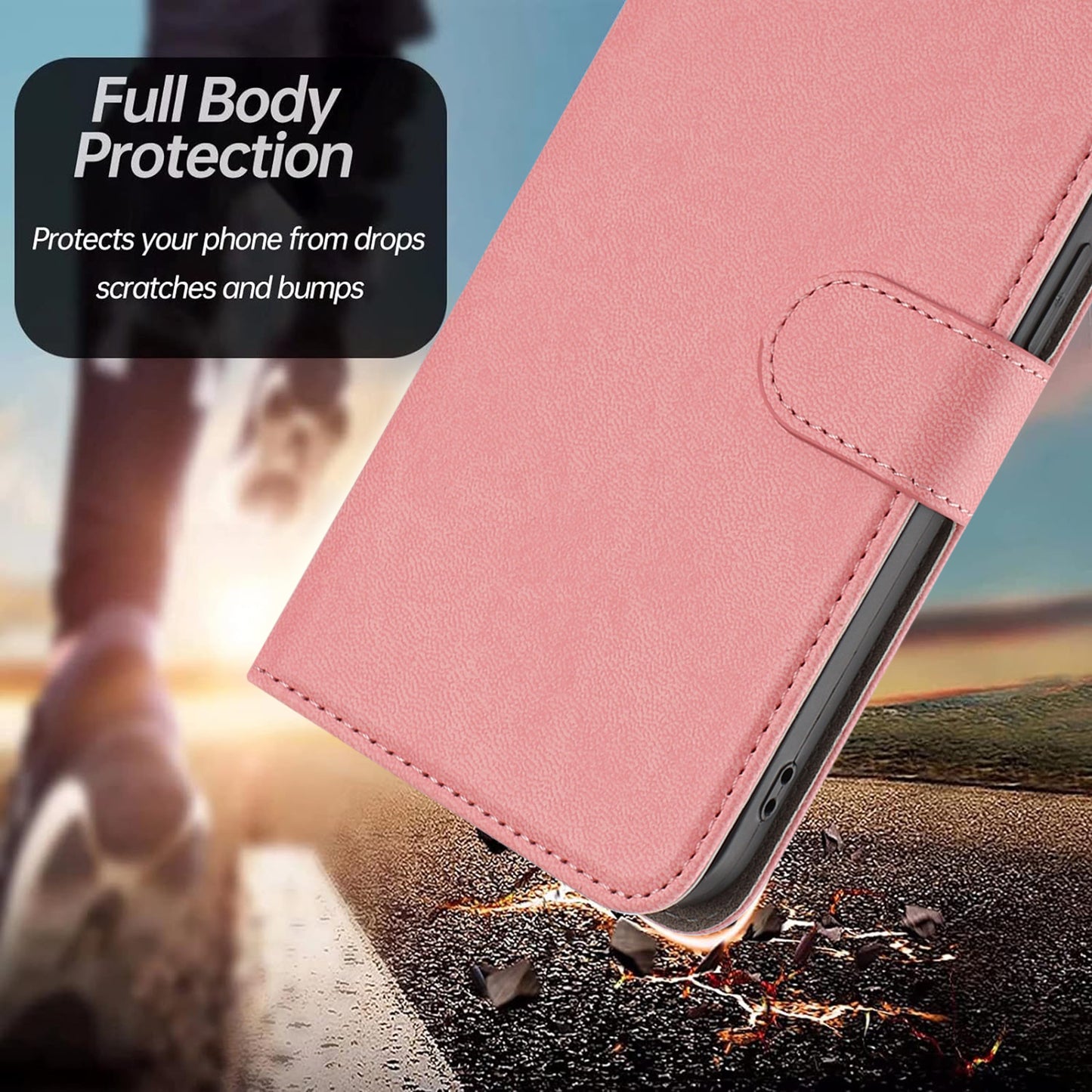 For-iPhone-17-Pro-Max-Leather-Case-Solid-Color-Phone-Cover-with-Wallet-Pink
