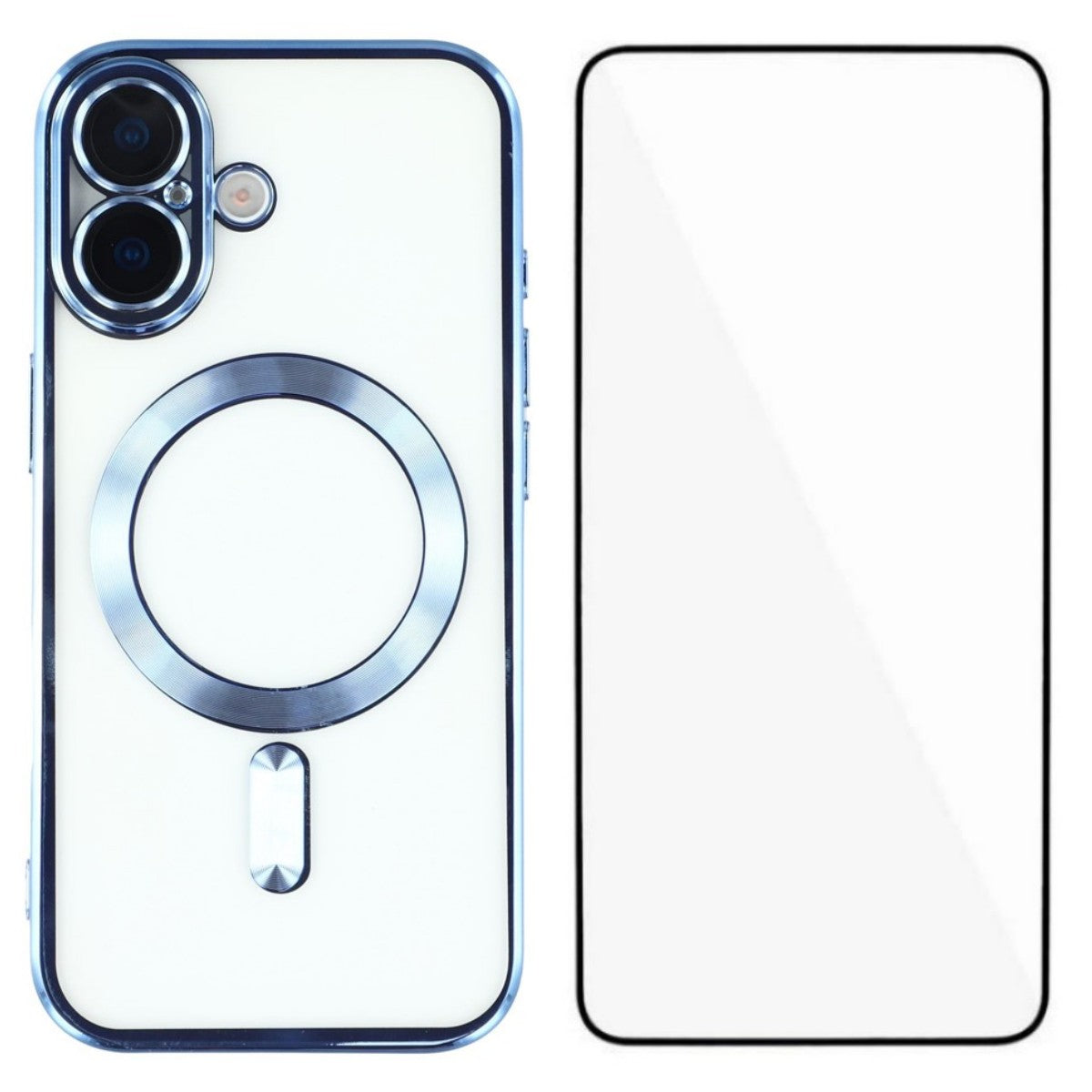 For-iPhone-17-Magnetic-Case-WANLONFENG-Full-Protection-Electroplated-TPU-Cover-with-Tempered-Glass-Blue