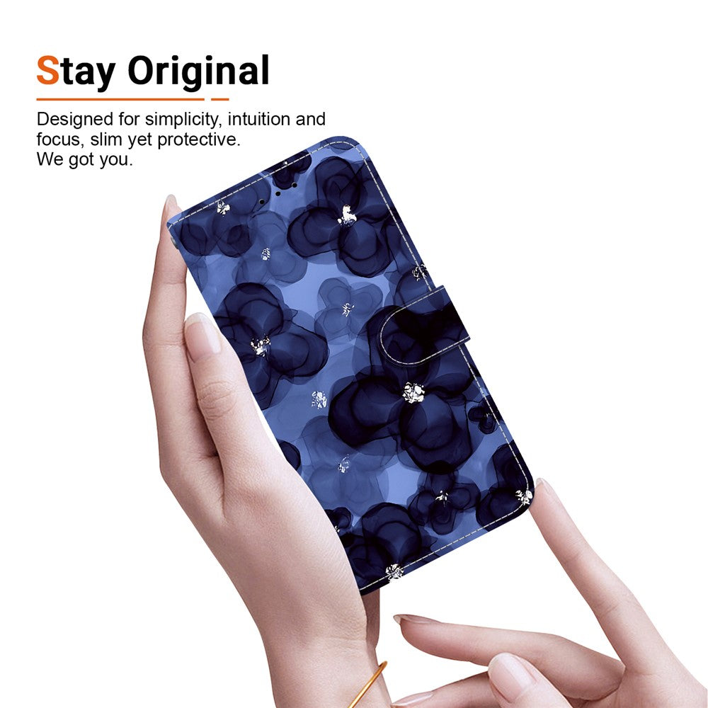 For-OnePlus-Nord-5-5G-/-Ace-5-Ultra-5-5G-Wallet-Case-Pattern-Printing-Leather-Stand-Phone-Cover-with-Strap-Ink-Blue-Flower