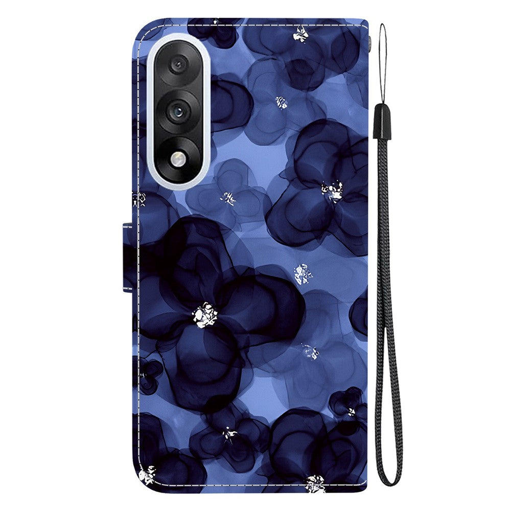 For-OnePlus-Nord-5-5G-/-Ace-5-Ultra-5-5G-Wallet-Case-Pattern-Printing-Leather-Stand-Phone-Cover-with-Strap-Ink-Blue-Flower