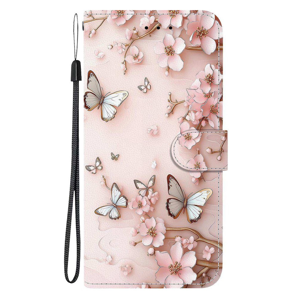 For-Samsung-Galaxy-A56-5G-Wallet-Case-Pattern-Printing-Leather-Stand-Phone-Cover-with-Strap-Pink-Butterfly